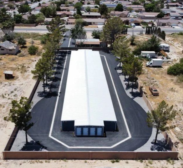 Aerial view of the BreathEZ Self Storage facility on S. Blagg Road in Pahrump, Nevada